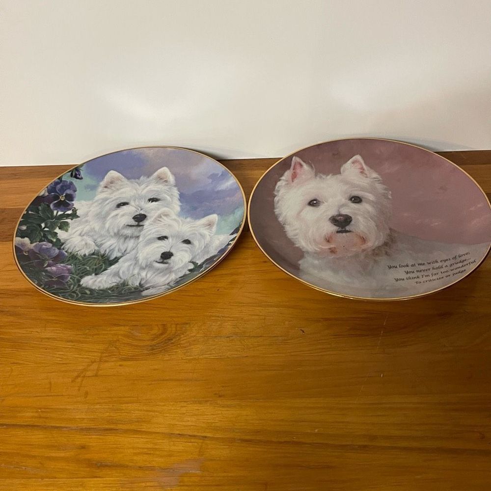 2 Danbury Mint Jaime Leighton West Highland Terrier Plates